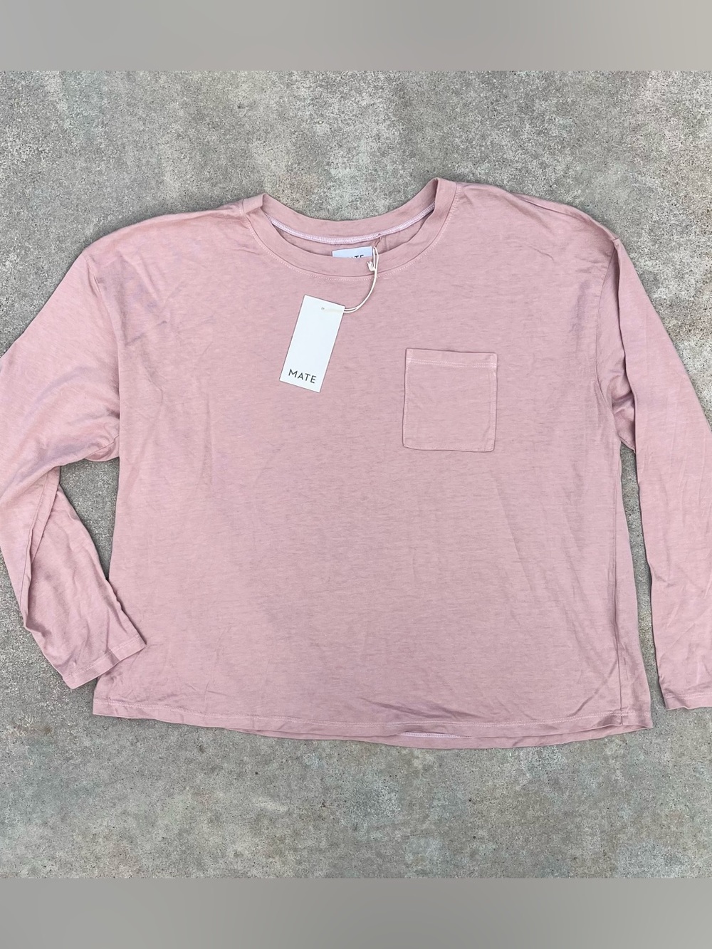 MATE the Label Organic Blush Pink Long Sleeve Pocket Sleep Tee XL